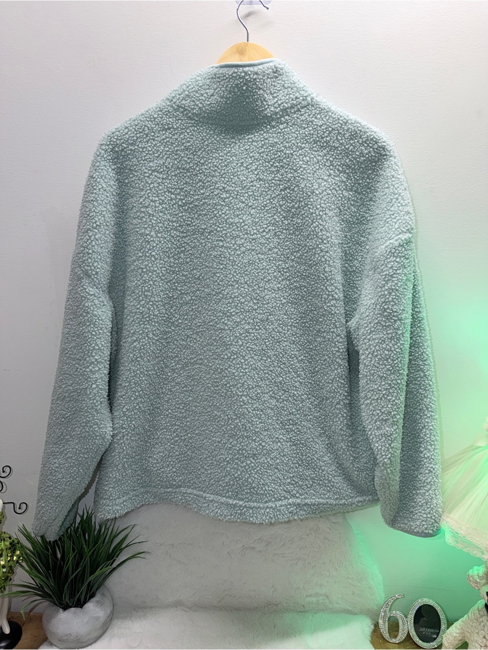Plush Sherpa Pullover Jacket Light Blue Cabincore Cottagecore 🔥 - Picture 3 of 5